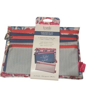 krumbs Farmhouse Fresh Zips Reusable Storage Bags - Cherry & Navy